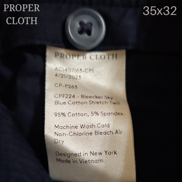 Proper Cloth The Bleecker Stretch Cotton Twill Pant - Picture 5 of 6